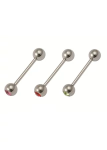 Piercing, Nyelvékszer, Gr23 titánium, cirkon kővel
