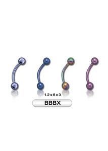 Piercing, Banán, színezett 316L orvosi acél szárral,golyókkal