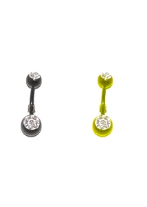 Piercing, Köldökékszer apró kristály kövekkel, 316L orvosi acél