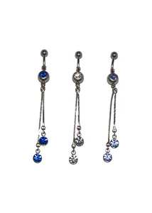 Piercing, köldökékszer, 316L orvosi acél, cirkon kövekkel