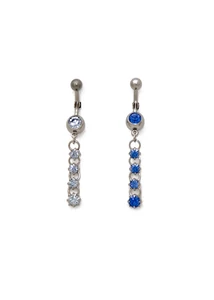 Piercing, köldökékszer, 316L orvosi acél, cirkon kövekkel