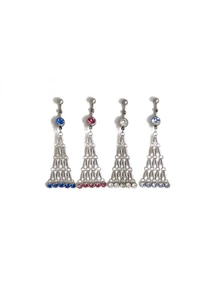 Piercing, köldökékszer, 316L orvosi acél, cirkon kövekkel