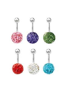 Piercing, Köldökékszer apró kristály kövekkel, 
316L orvosi acél