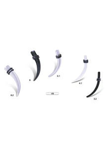 Piercing, Tágító, UV fényben világító, kaucsuk gyűrűkkel,
akril