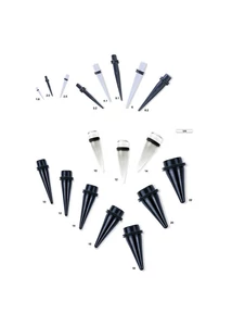 Piercing, Tágító, UV fényben világító, kaucsuk gyűrűkkel,
akril