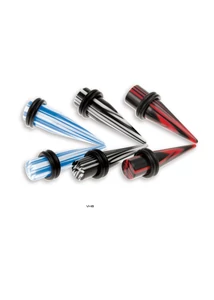 Piercing, Tágító, UV fényben világító, kaucsuk gyűrűkkel,
akril