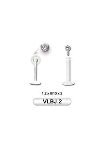 Piercing, Szépségpont, bőrbarát steril teflon, bepattintós fejjel, fehér köves