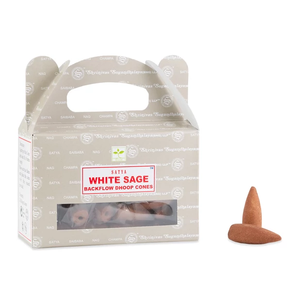 Satya White Sage (Fehér Zsálya) Visszaáramló Kúpfüstölő 