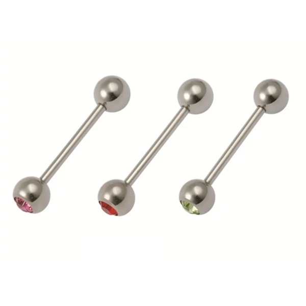 Piercing, Nyelvékszer, Gr23 titánium, cirkon kővel