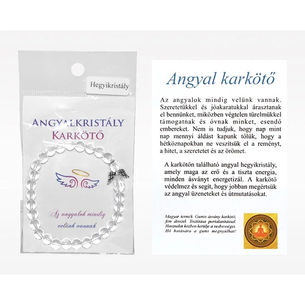 Angyalkristály karkötő, Hegyikristály angyal dísszel