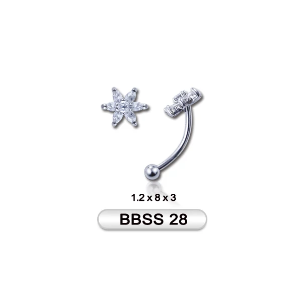 Piercing, Szemöldökékszer, 316L orvosi acél szárral