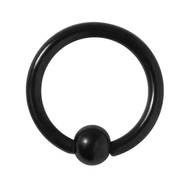Fekete, színezett orvosi acél, golyózáras karika piercing (1.2 * 8 * 3 mm)