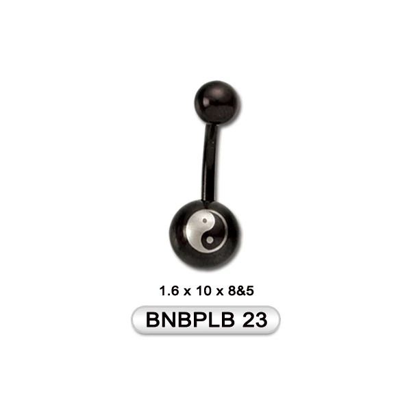 Piercing, Köldökékszer, fekete PVD, lézergravírozással