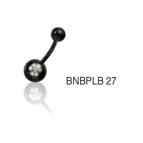 Piercing, Köldökékszer, fekete PVD, lézergravírozással