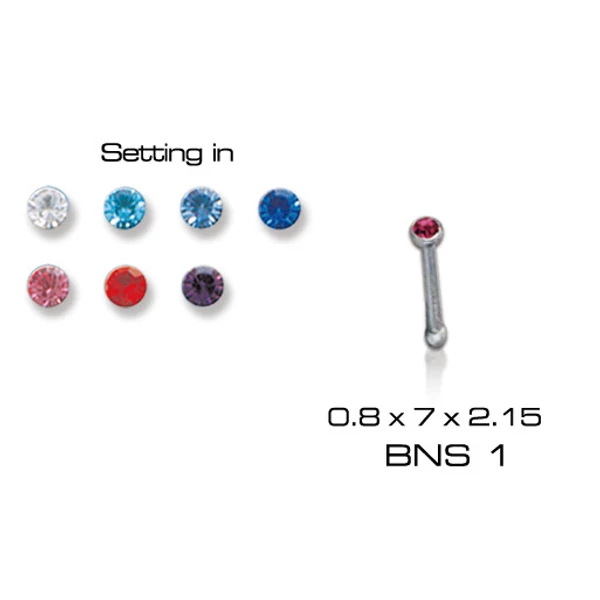 Piercing, Orrékszer cirkon kővel, 316L orvosi acél