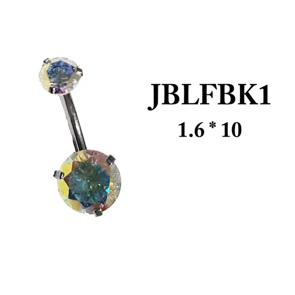 Piercing, Köldökékszer köralakú cirkon kővel, 316L orvosi acél