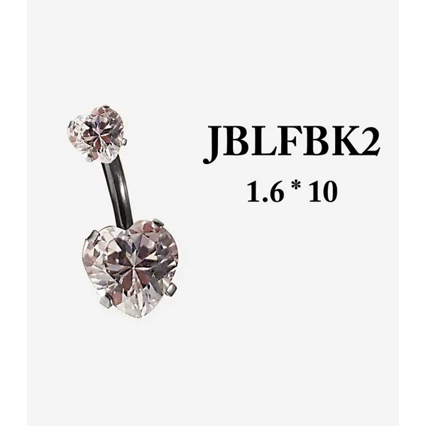 Piercing, Köldökékszer szív alakú cirkon kővel, 316L orvosi acél