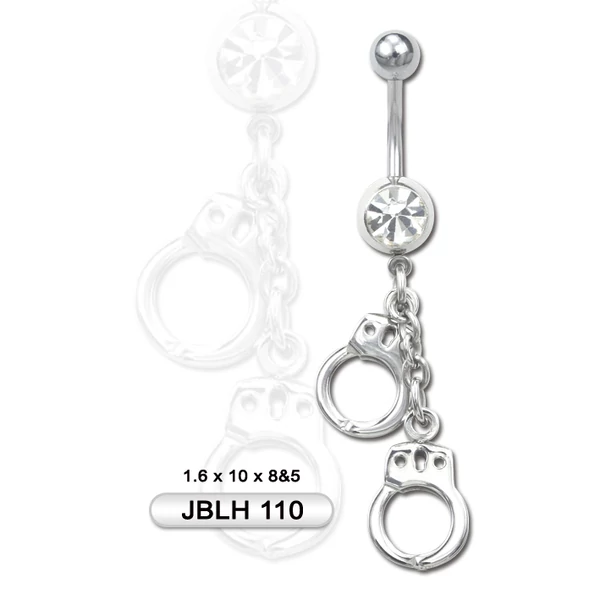 Piercing, Köldökékszer cirkon kővel, 316L orvosi acél