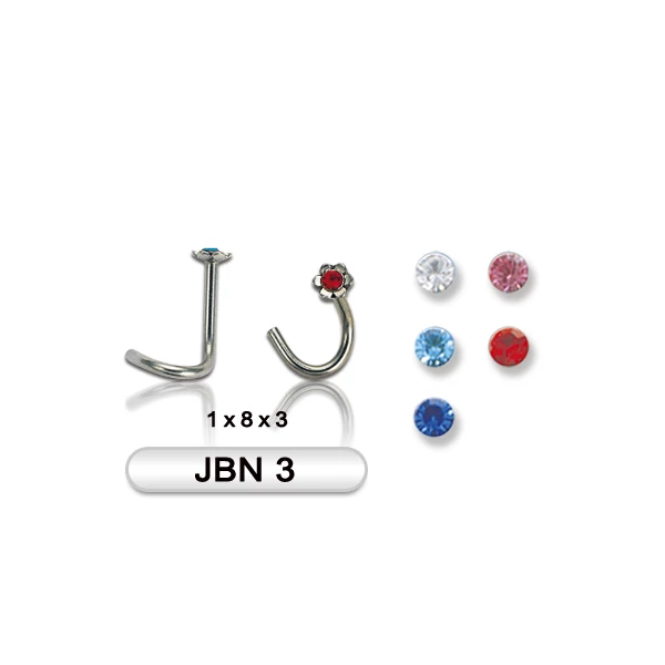 Piercing, Orrékszer cirkon kővel, 316L orvosi acél