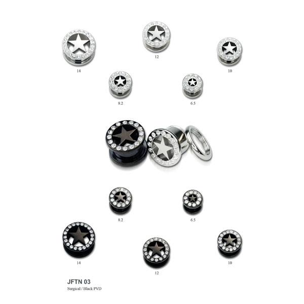 Piercing, Tágító (cső), külső menetes, fekete PVD