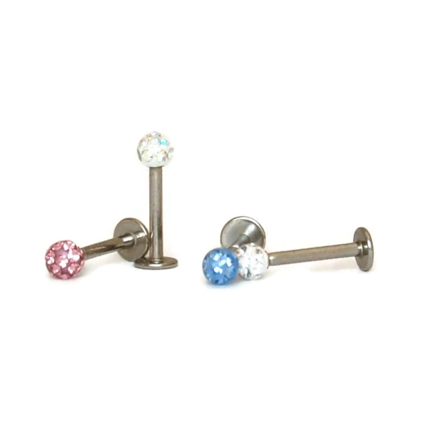 Piercing, Szépségpont, 316L orvosi acél, apró kristályokkal