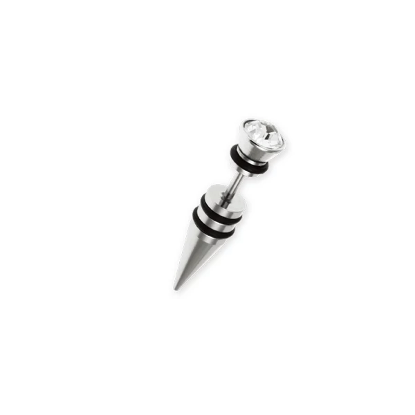 Piercing, Áltágító, cirkon kővel, 316L orvosi acél