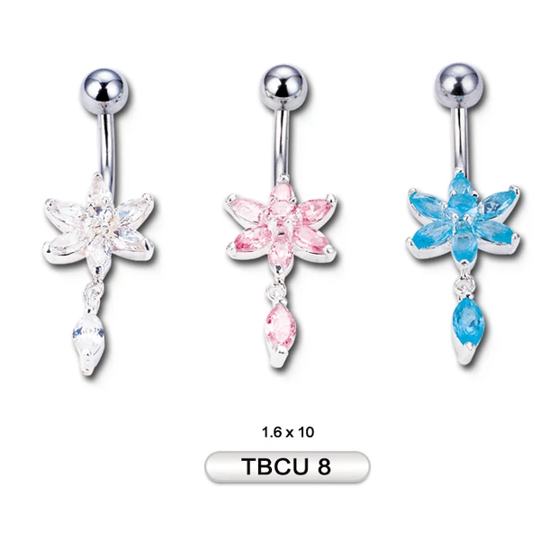 Piercing, Köldökékszer, 316L orvosi acél szárral