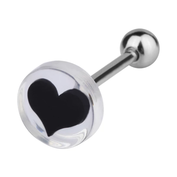 Piercing, Nyelvékszer, UV fénynél világító műanyag fejjel, golyóval