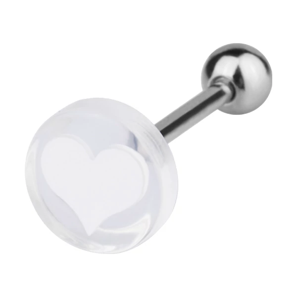 Piercing, Nyelvékszer, UV fénynél világító műanyag fejjel, golyóval Piercing, Nyelvékszer, UV fénynél világító műanyag fejjel, golyóval