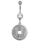 Piercing, Köldökékszer cirkon kővel, 316L orvosi acél